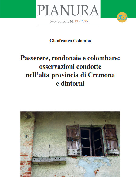 Copertina libro Passerere, rondonaie e colombare: osservazioni condotte nell’alta provincia di Cremona e dintorni